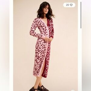 Farm Rio Mixed Leopard Knit Midi Dress